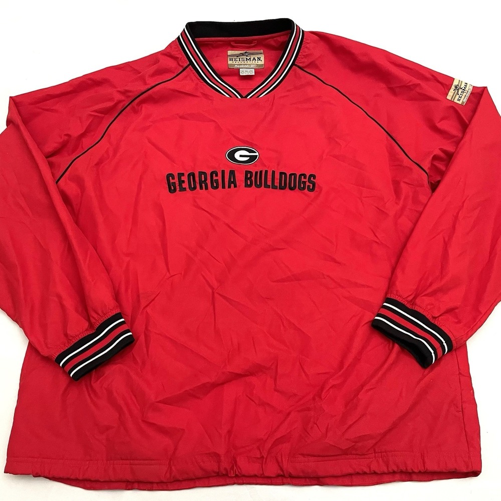 Georgia Bulldogs Reebok Heisman Collection Windbreaker Pullover XXL Red V-Neck